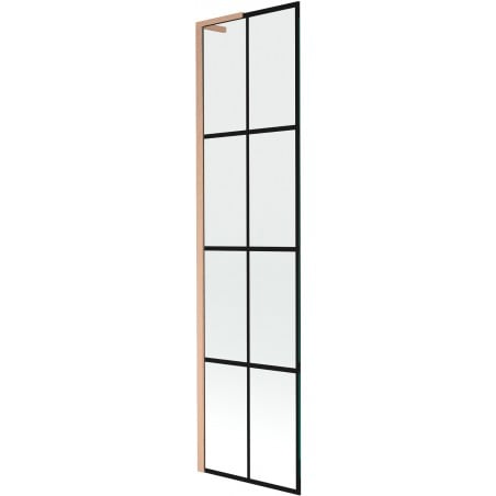 Mexen Next L Single-Panel Bathtub Screen 50 x 150 cm, Black Pattern, Brushed Copper - 895-050-000-03-77-65