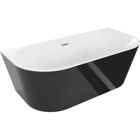Mexen Oval Free-standing Wall Bathtub 140 x 75 cm, White/Black, Brushed Nickel Overflow - 52671407575-97