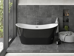 Mexen Montana free-standing bath 170 x 80 cm, white/black, overflow gun gray brushed - 52011708075-66