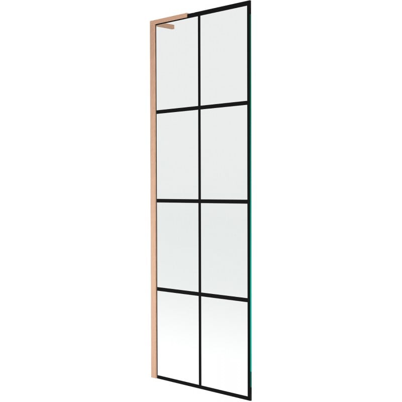 Mexen Next L Bathtub Screen 1-Panel 60 x 150 cm, Black Pattern, Brushed Copper - 895-060-000-03-77-65
