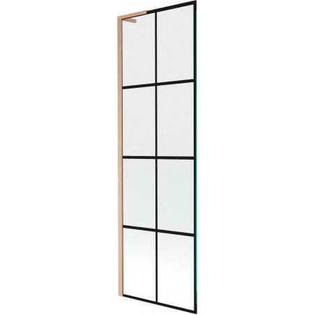 Mexen Next L Bathtub Screen 1-Panel 60 x 150 cm, Black Pattern, Brushed Copper - 895-060-000-03-77-65