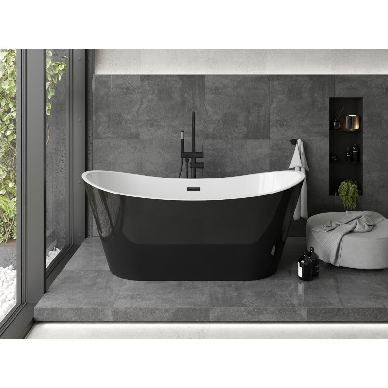 Mexen Montana free-standing bathtub 170 x 80 cm, white/black, black overflow - 52011708075-70