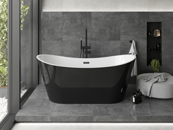 Mexen Montana 170 x 80 cm Free-standing Bathtub, White/Black, Black Overflow - 52011708075-70