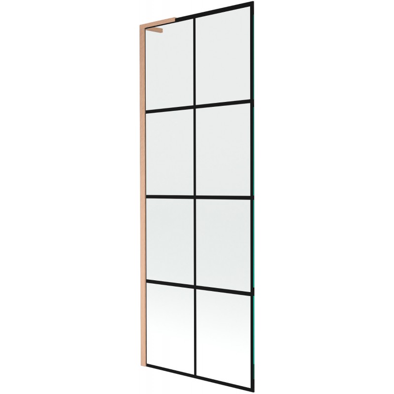 Mexen Next L Bathtub Screen 1-panel 70 x 150 cm, Black Grid, Brushed Copper - 895-070-000-03-77-65