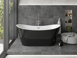 Mexen Montana freestanding bathtub 67 x 31 inches, white/black, brushed nickel overflow - 52011708075-97