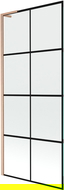Mexen Next L Bath Screen 1-Panel 80 x 150 cm, Black Grid, Brushed Copper - 895-080-000-03-77-65