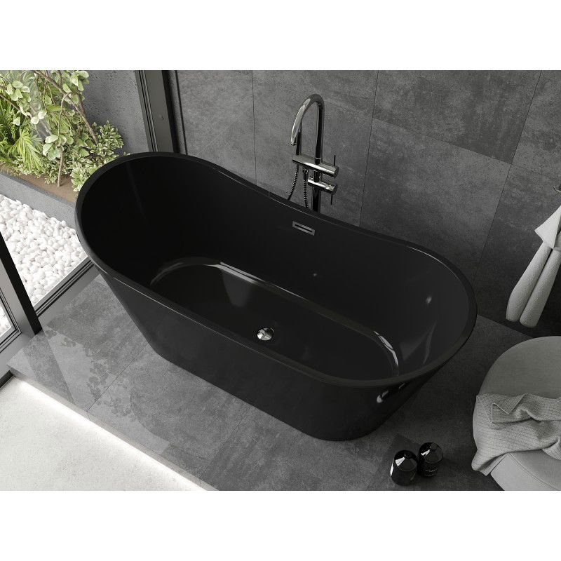 Mexen Montana freestanding bath 170 x 80 cm, black, chrome overflow - 52011708070-01