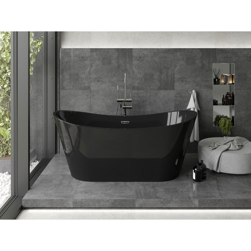 Mexen Montana freestanding bath 170 x 80 cm, black, chrome overflow - 52011708070-01