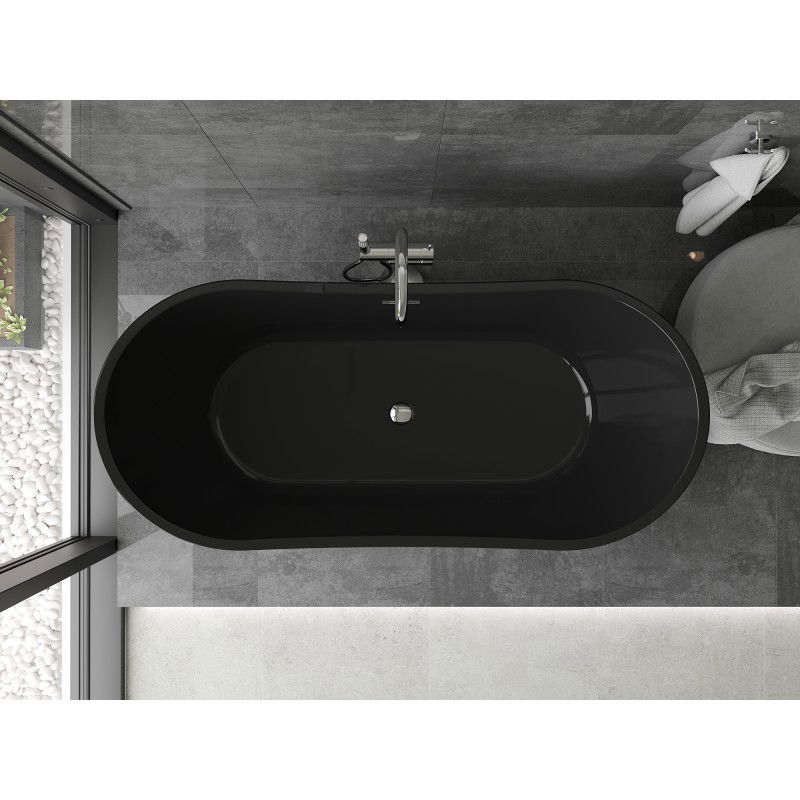 Mexen Montana freestanding bath 170 x 80 cm, black, chrome overflow - 52011708070-01