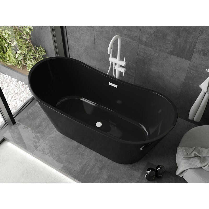 Mexen Montana 170 x 80 cm Free-standing Bath, Black, White Overflow - 52011708070-20