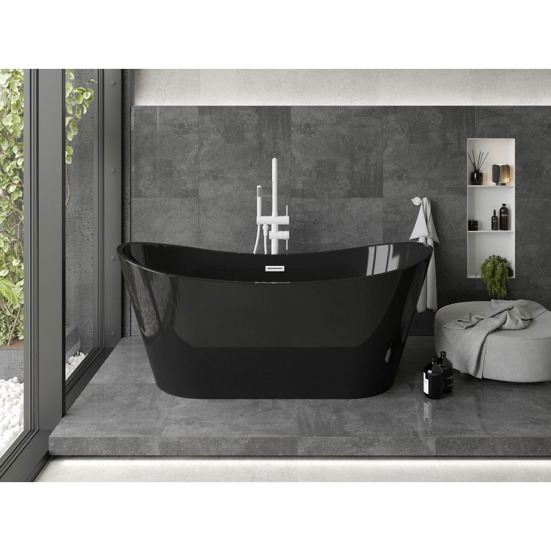 Mexen Montana 170 x 80 cm Free-standing Bath, Black, White Overflow - 52011708070-20