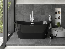 Mexen Montana freestanding bathtub 67 x 31 inches, black, white overflow - 52011708070-20
