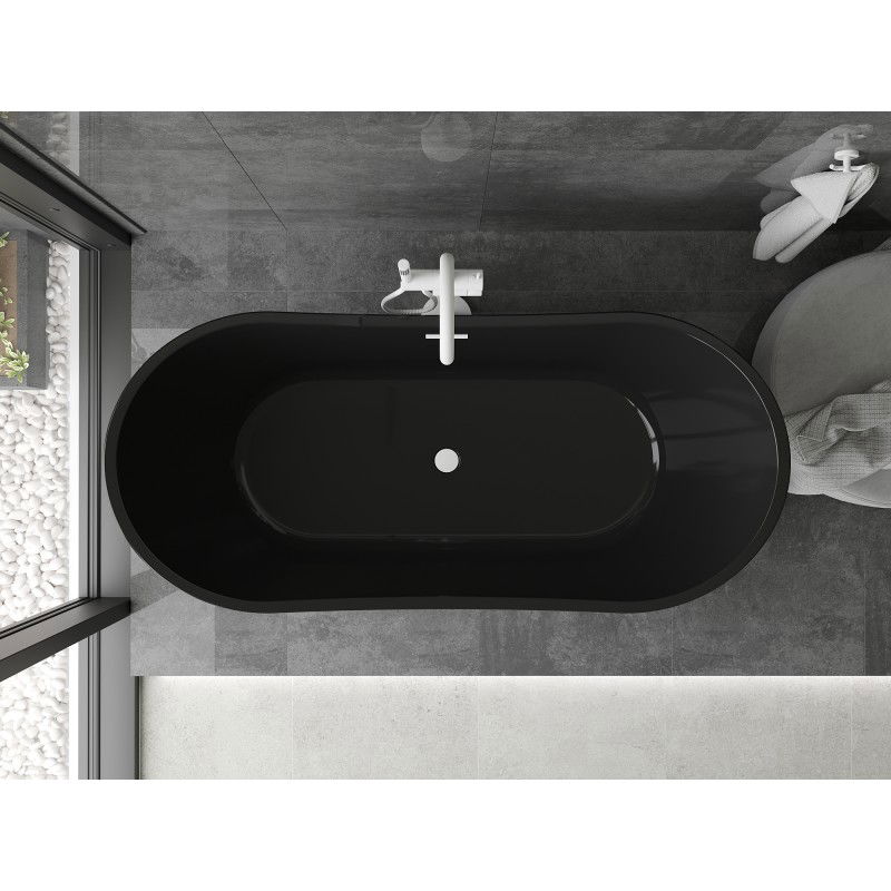 Mexen Montana 170 x 80 cm Free-standing Bath, Black, White Overflow - 52011708070-20