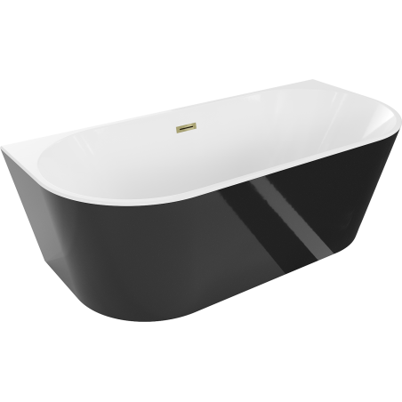 Mexen Oval Freestanding Wall-mounted Bathtub 67 x 31 in, White/Black, Gold Overflow - 52671708075-50