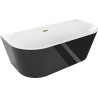 Mexen Oval freestanding back-to-wall bathtub 170 x 80 cm, white/black, gold overflow - 52671708075-50