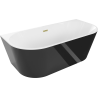 Mexen Oval freestanding wall bathtub 170 x 80 cm, white/black, brushed gold overflow - 52671708075-55