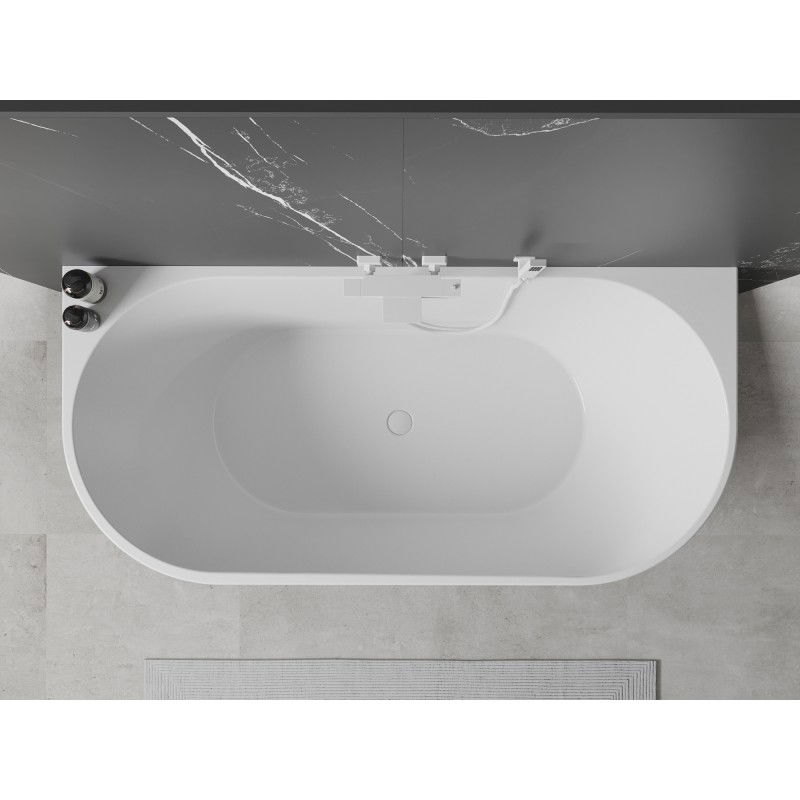 Mexen Oval freestanding wall bathtub 170 x 80 cm, white/black, white overflow - 52671708075-20