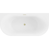 Mexen Oval freestanding wall bathtub 160 x 80 cm, white/black, brushed gold overflow - 52671608075-55