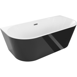 Mexen Oval freestanding wall-mounted bathtub 160 x 80 cm, white/black, gun metal drain - 52671608075-95