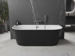 Mexen Oval freestanding wall-mounted bathtub 160 x 80 cm, white/black, gun metal drain - 52671608075-95