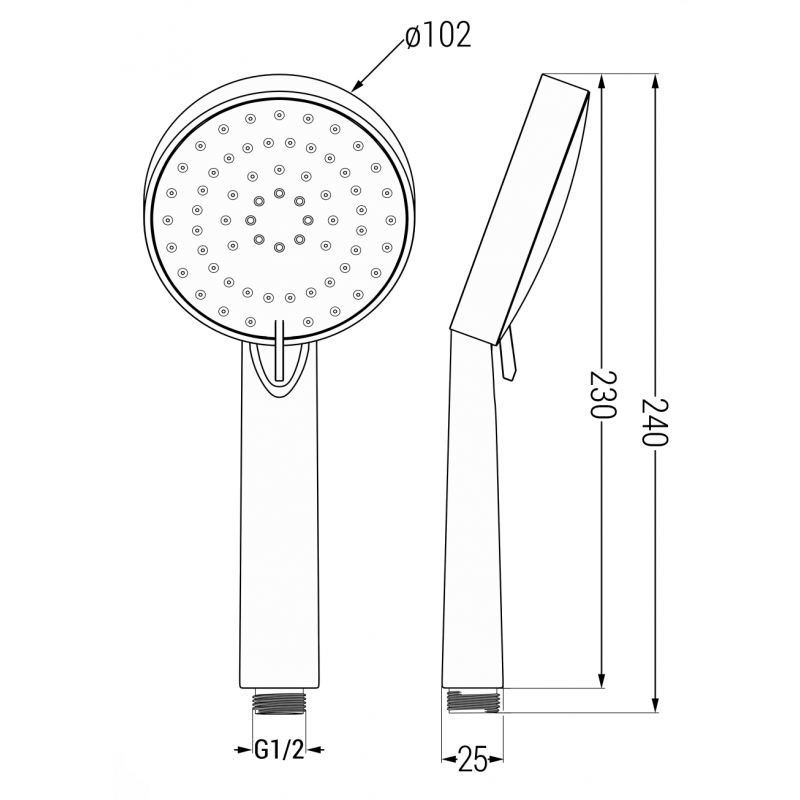 Mexen R-75 3-function shower head, black - 79575-70