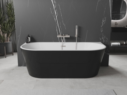 Mexen Oval freestanding wall-mounted bath 170 x 80 cm, white/black, brushed nickel overflow - 52671708075-97