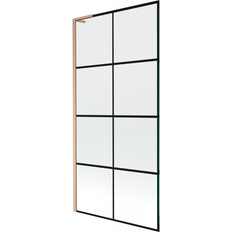 Mexen Next L shower screen 1-wing 90 x 150 cm, black grid, brushed copper - 895-090-000-03-77-65