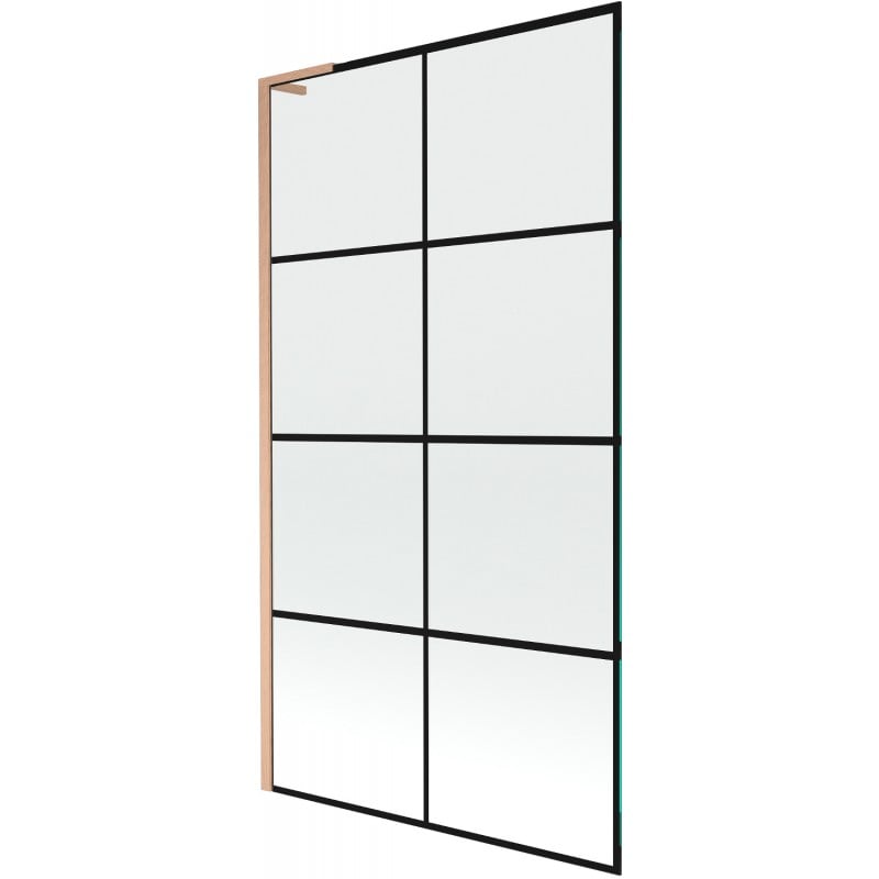 Mexen Next L Bathtub Screen 1-Panel 100 x 150 cm, Black Pattern, Brushed Copper - 895-100-000-03-77-65