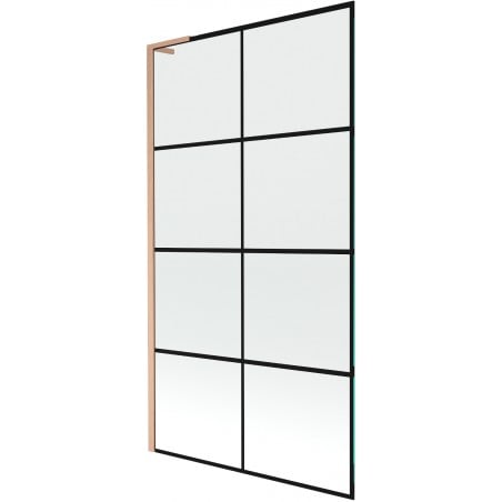 Mexen Next L Bathtub Screen 1-Panel 100 x 150 cm, Black Pattern, Brushed Copper - 895-100-000-03-77-65