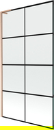 Mexen Next L Bathtub Screen 1-Panel 100 x 150 cm, Black Pattern, Brushed Copper - 895-100-000-03-77-65