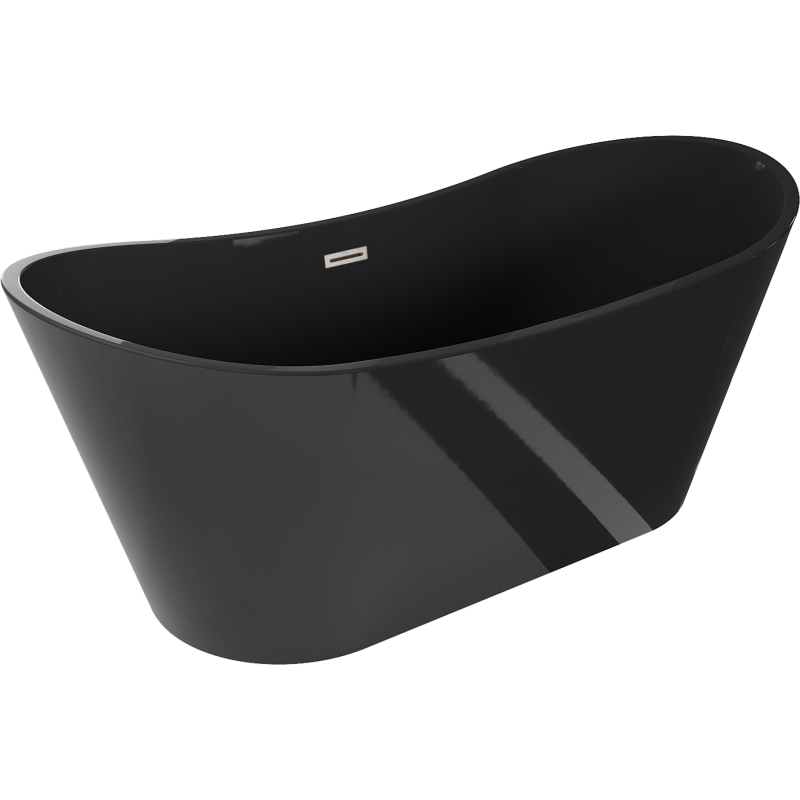 Mexen Montana freestanding bathtub 67 x 31 inches, black, brushed nickel overflow - 52011708070-97