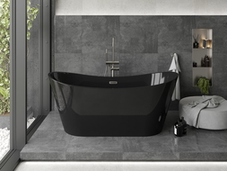 Mexen Montana freestanding bathtub 67 x 31 inches, black, brushed nickel overflow - 52011708070-97