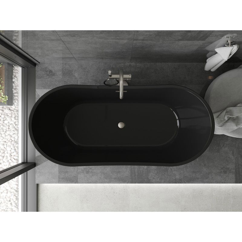 Mexen Montana freestanding bathtub 170 x 80 cm, black, brushed nickel overflow - 52011708070-97
