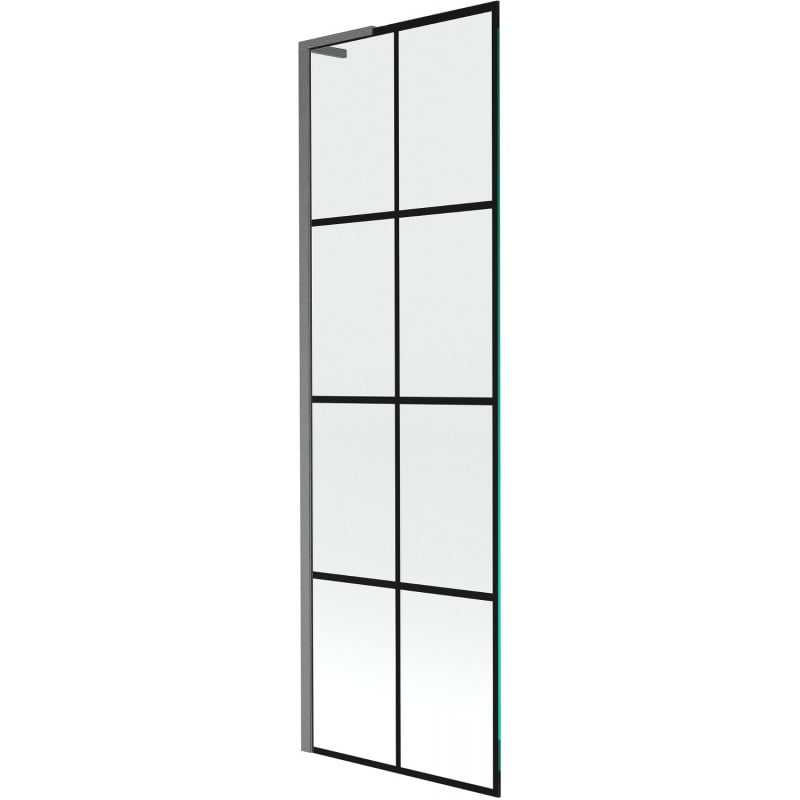 Mexen Next L Bath Screen 1-Panel 60 x 150 cm, black grid, brushed gun gray - 895-060-000-03-77-66