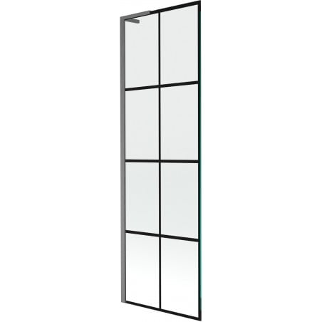Mexen Next L Bath Screen 1-Panel 60 x 150 cm, black grid, brushed gun gray - 895-060-000-03-77-66