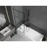 Mexen Next L Single-Panel Bath Screen 70 x 150 cm, Black Grid, Brushed Gun Gray - 895-070-000-03-77-66
