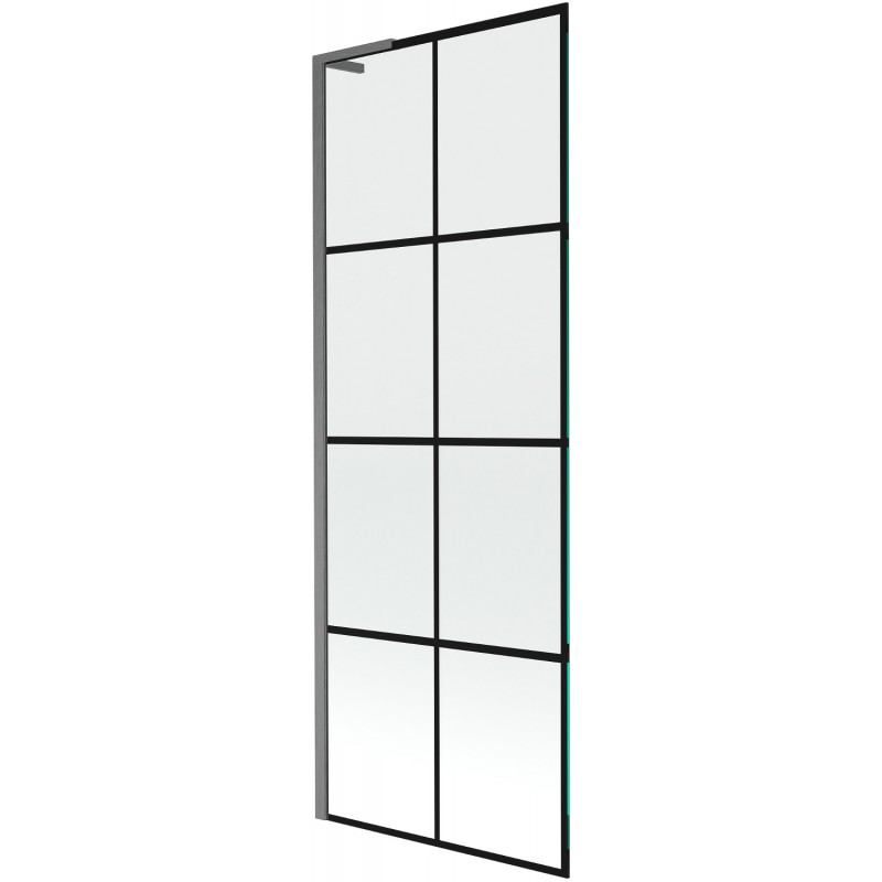 Mexen Next L Single-Panel Bath Screen 70 x 150 cm, Black Grid, Brushed Gun Gray - 895-070-000-03-77-66