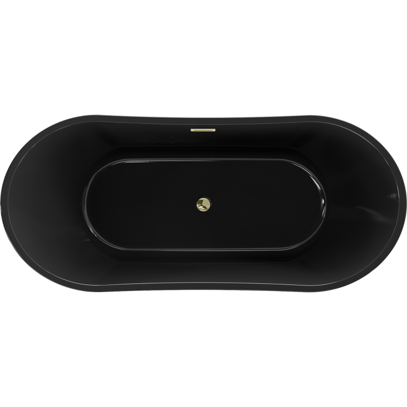 Mexen Montana Freestanding Bathtub 170 x 80 cm, Black, Gold Overflow - 52011708070-50