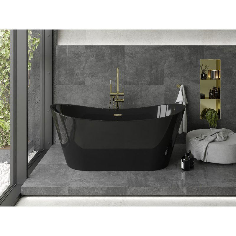 Mexen Montana Freestanding Bathtub 170 x 80 cm, Black, Gold Overflow - 52011708070-50