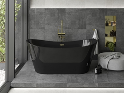 Mexen Montana freestanding bathtub 170 x 80 cm, black, overflow gold - 52011708070-50