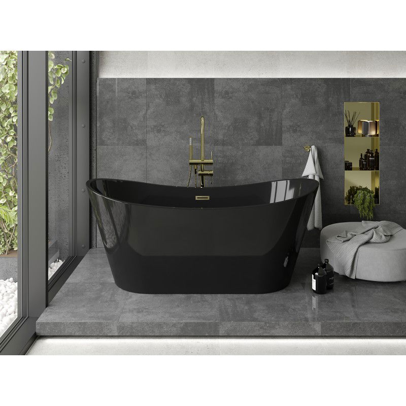 Mexen Montana freestanding bathtub 170 x 80 cm, black, brushed gold overflow - 52011708070-55