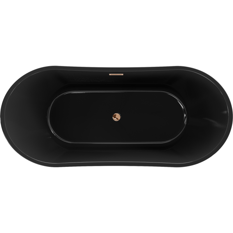 Mexen Montana 170 x 80 cm Freestanding Bathtub, Black, Rose Gold Overflow - 52011708070-60