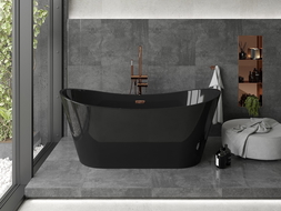 Mexen Montana 170 x 80 cm Freestanding Bathtub, Black, Rose Gold Overflow - 52011708070-60