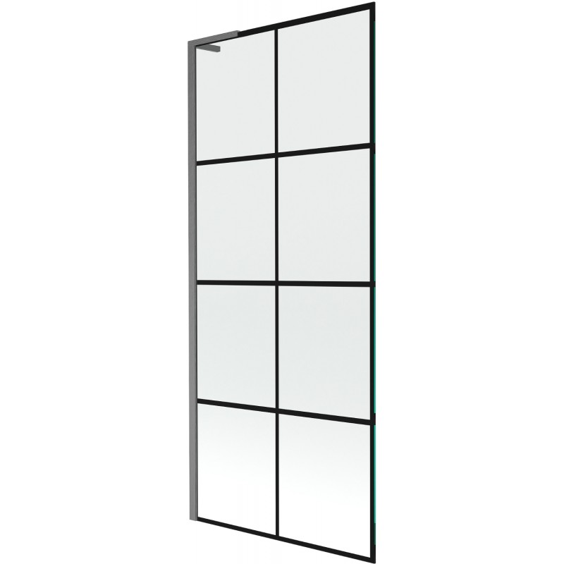 Mexen Next L Bath Screen 1-Panel 80 x 150 cm, Black Pattern, Brushed Gun Gray - 895-080-000-03-77-66