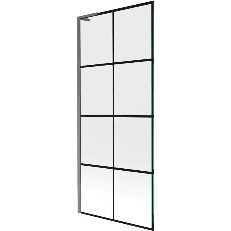 Mexen Next L bath screen 1-wing 80 x 150 cm, black grid, gun gray brushed - 895-080-000-03-77-66