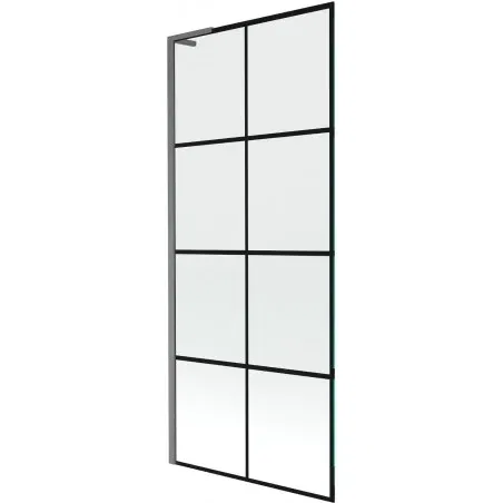 Mexen Next L bath screen 1-wing 80 x 150 cm, black grid, gun gray brushed - 895-080-000-03-77-66