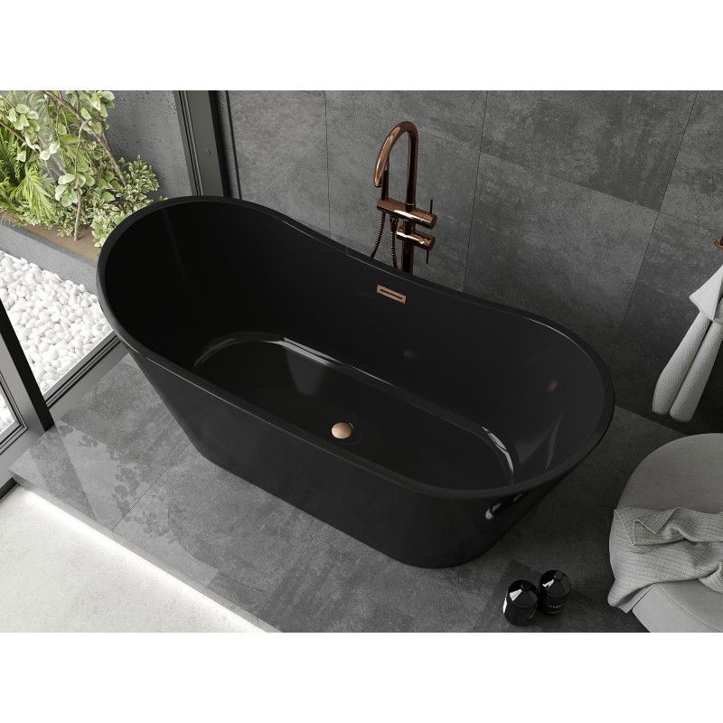 Mexen Montana free-standing bath 170 x 80 cm, black, brushed copper overflow - 52011708070-65