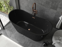 Mexen Montana freestanding bathtub 67 x 31 in, black, brushed copper drain - 52011708070-65