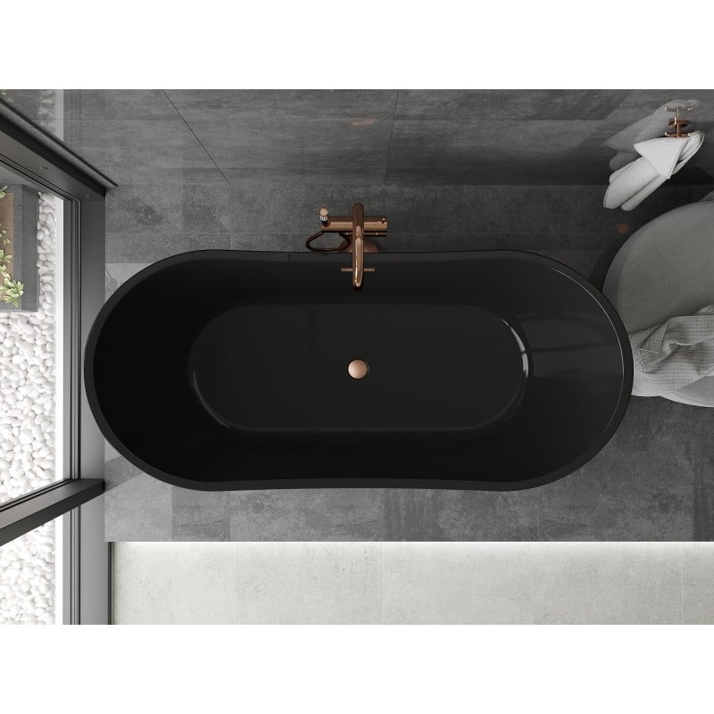 Mexen Montana freestanding bathtub 170 x 80 cm, black, brushed copper overflow - 52011708070-65