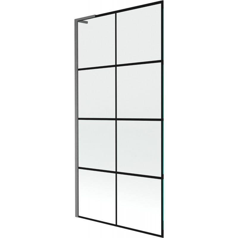 Mexen Next L shower screen 1-winged 90 x 150 cm, black grid, brushed gun gray - 895-090-000-03-77-66